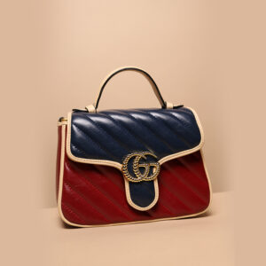 Red and blue small leather GG mirror bag