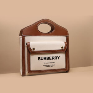 Brown and white Burberry mirror bag