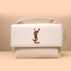 YSL White Leather Mirror Bag