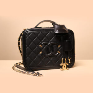 Black leather CC mirror bag